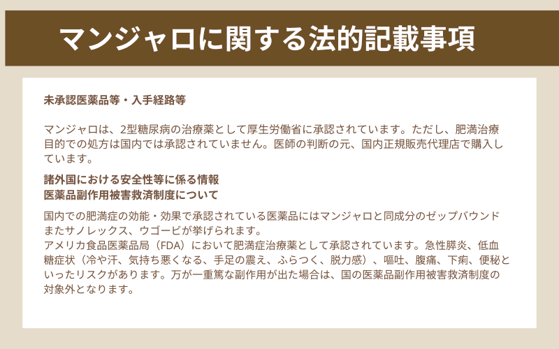 マンジャロ　未承認薬などの説明